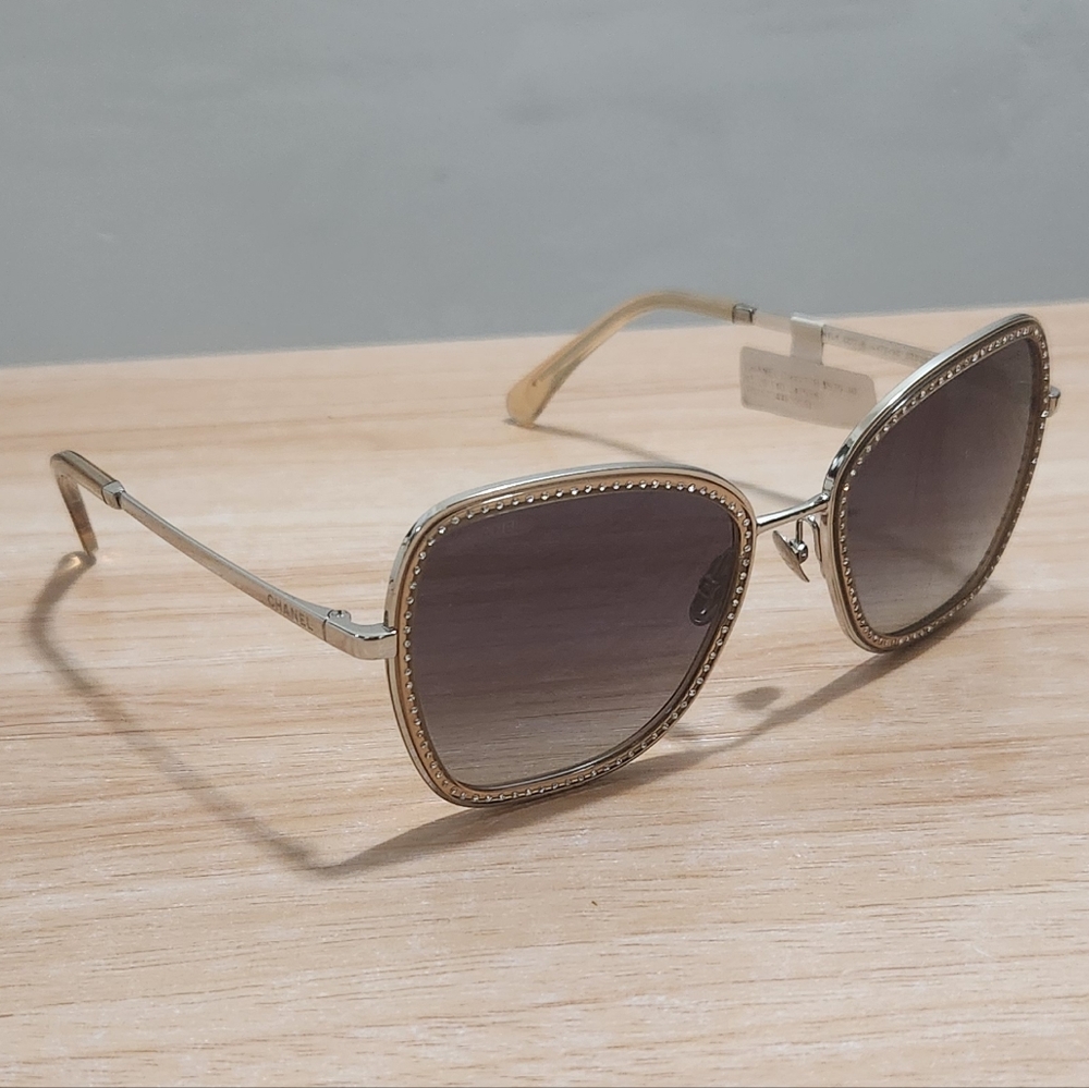 CHANEL Gold Frame Sunglasses with Black Lenses